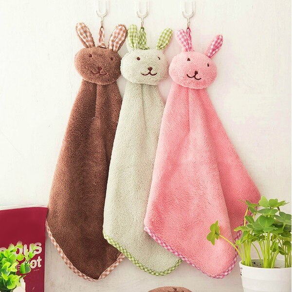 Leuke Bunny Coral Fleece Handdoek Keuken Hanger Washandje Mode Mooie B99