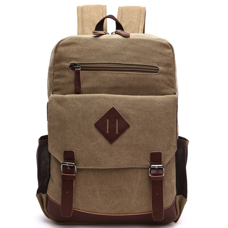 Mochila informal para hombre, Mochila Retro de lona para estudiantes universitarios, Mochila de viaje para hombre, bolsas multifunción para portátil, Mochila Vintage CG: Caqui