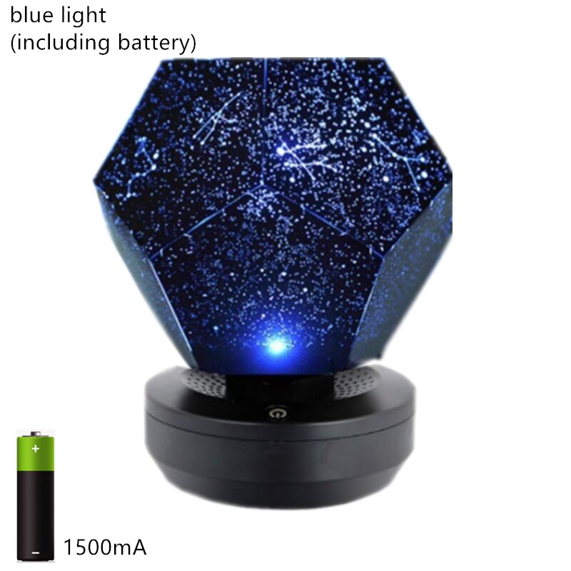 Galaxy sky projektor stjerne nat lys led lampe indretning med batteri fjernbetjening soveværelse belysning værelse romantisk 3 farver personali: Batteri blåt
