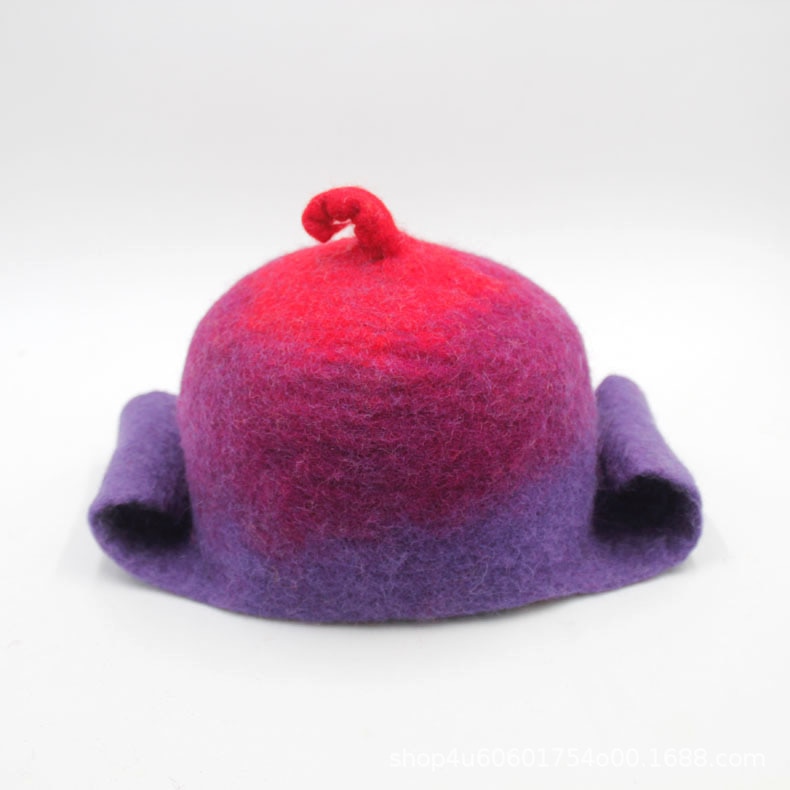 Chapeau népalais en laine fait main, chapeau en feutre, chapeau de fée, chapeau de sorcier, chapeau à longues oreilles. chapeau pour enfant: Violet 