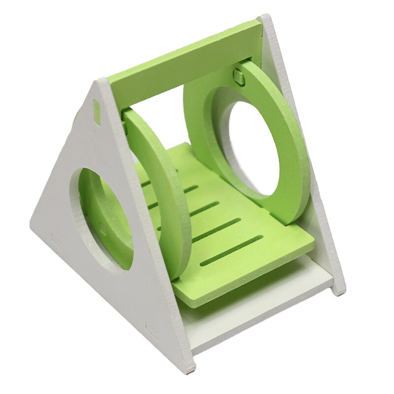Cage à jouets en bois pour animaux domestiques, Hamster, écureuil, petite balançoire, décoration de jouets colorés, maison suspendue: vert clair