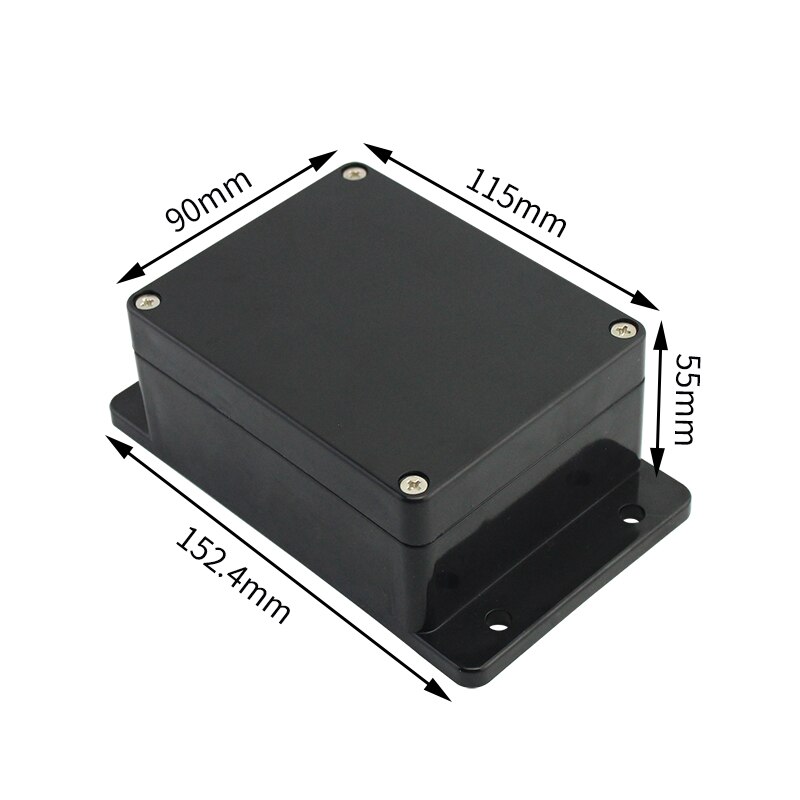 Black Box Outdoor Waterproof Case Plastic Box Electronic Project Case Instrument Waterproof Junction Box Housing: 115-90-55-with ears