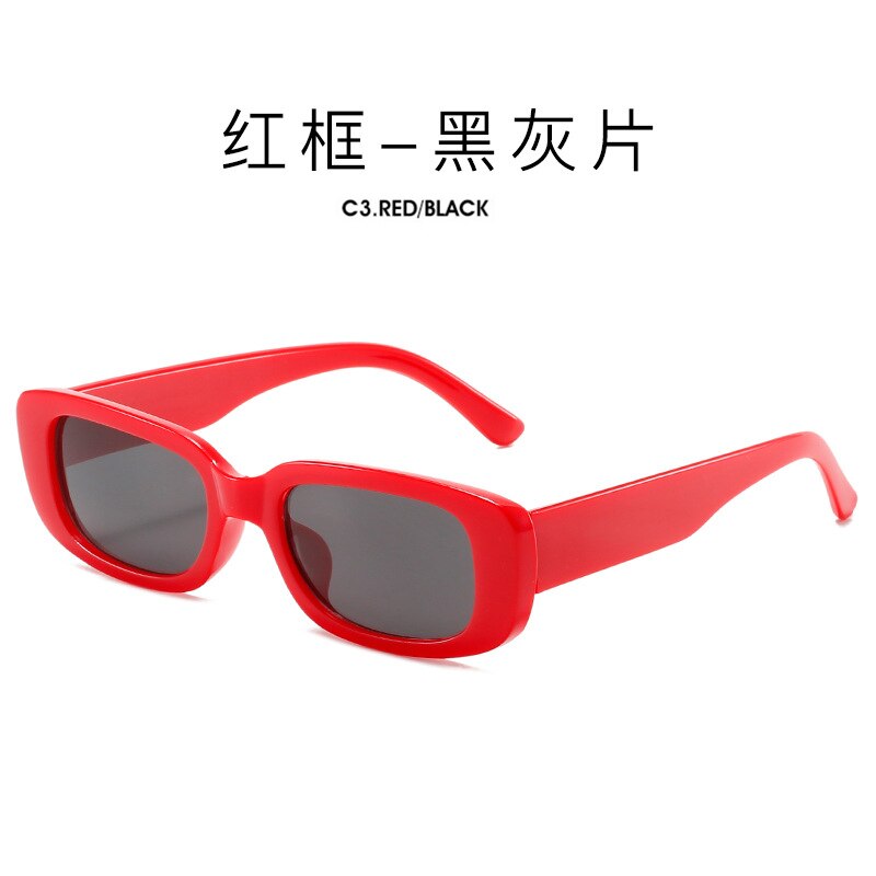 Ueeshop Upgrade Kleine Rechthoek Zonnebril Vrouwen Vintage Vierkante Zonnebril Shades Vrouwelijke UV400 Unisex Zonnebril: Red-Black