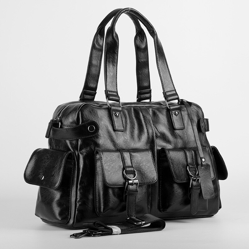 Miwind Pu Casual Reistas Plunjezak Pure Kleur Reizen Tote Grote Capaciteit Mannen Handtas LSTJ031