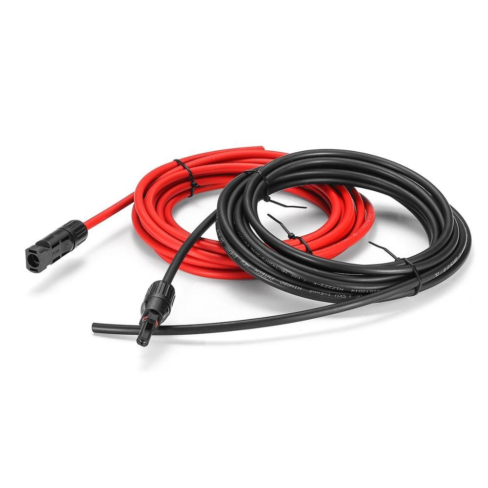 Solpanel förlängning koppartråd kabel svart/röd 6mm 10 awg 1 par hane hona används i hemmet solcellssystem pv-kontakt solcellskabel