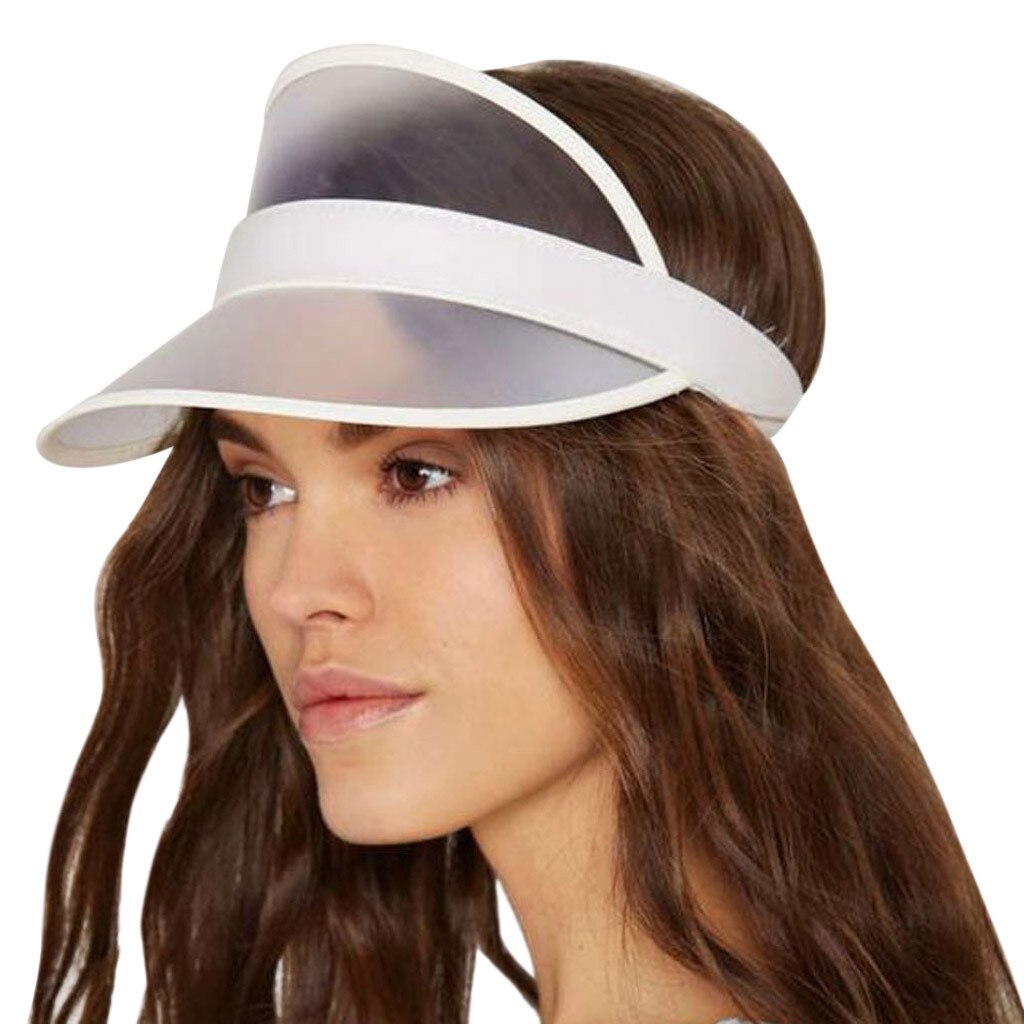 Visera transparente para hombre y mujer, visera transparente para de verano, gorra de plástico de Pvc transparente para adultos, visera, sombrero de sol Unisex para exteriores #10