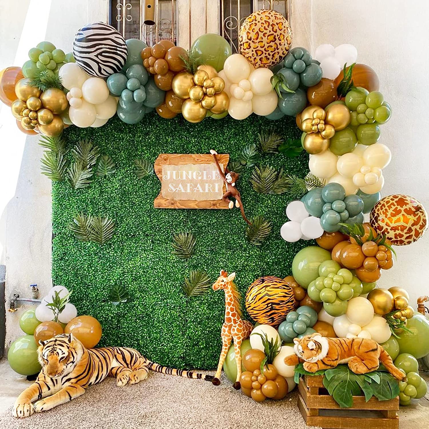 Jungle Safari fête d'anniversaire Animal ballon guirlande arc Kit cerf motif enfant garçon bébé douche décoration Latex ballons fournitures