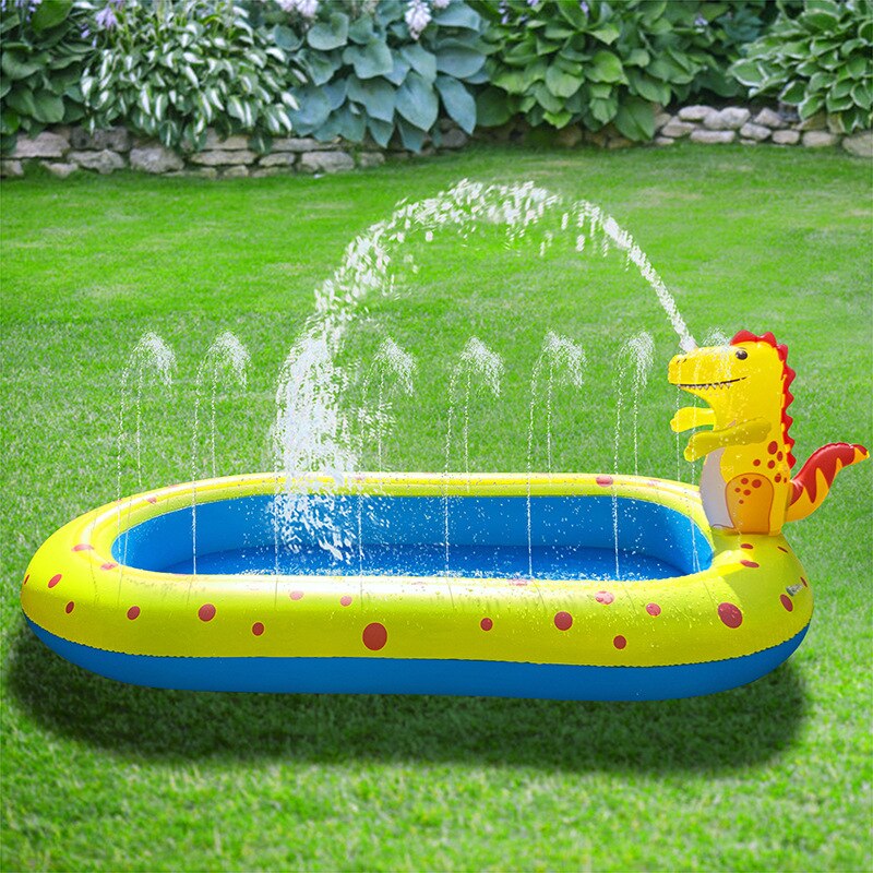 Cartoon Inflatable Dinosaur Fountain Outdoor Dolphin Watering Mat Children&#39;s Water Toys Frog Swimming Pool Shark Swimming Pool