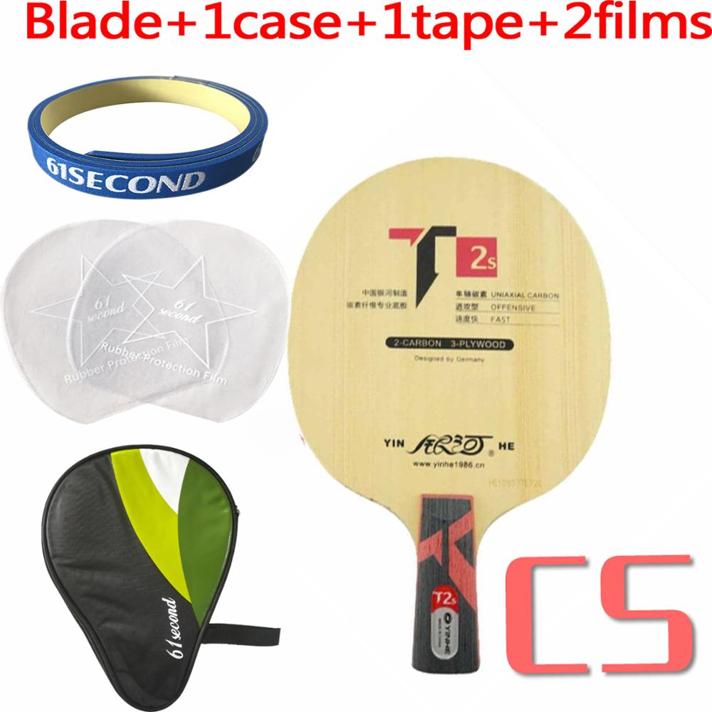 YINHE T2S Tafeltennis Blade (T-2S, 3 + 2 Hinoki Carbon, PRIMORAC CARBON Structuur) t2 Racket Ping Pong Bat Peddel Peddel: CS with H 1 case