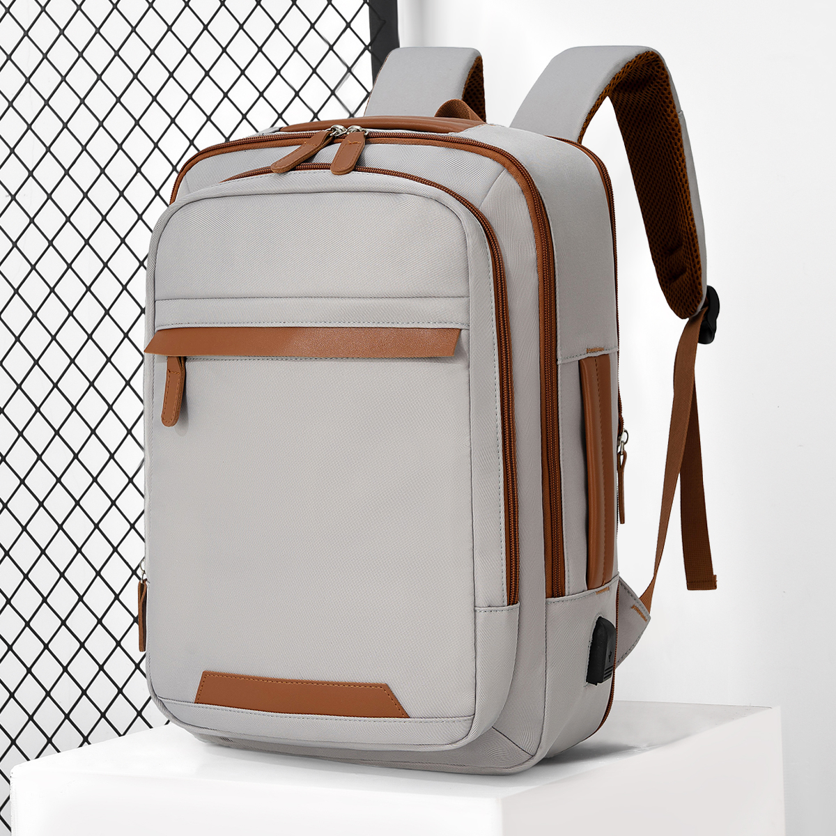 High USB Rechargeable Backpack Men's Waterproof Bag Large Laptop Backpack Unisex School Bag Youth Backpack: GRAY