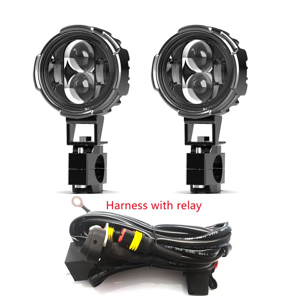 Universal Motorcycle LED Headlight Projector Lens ATV Scooter Driving Light DRL For Cafe Racer Light Auxiliary Spotlight Lamp.