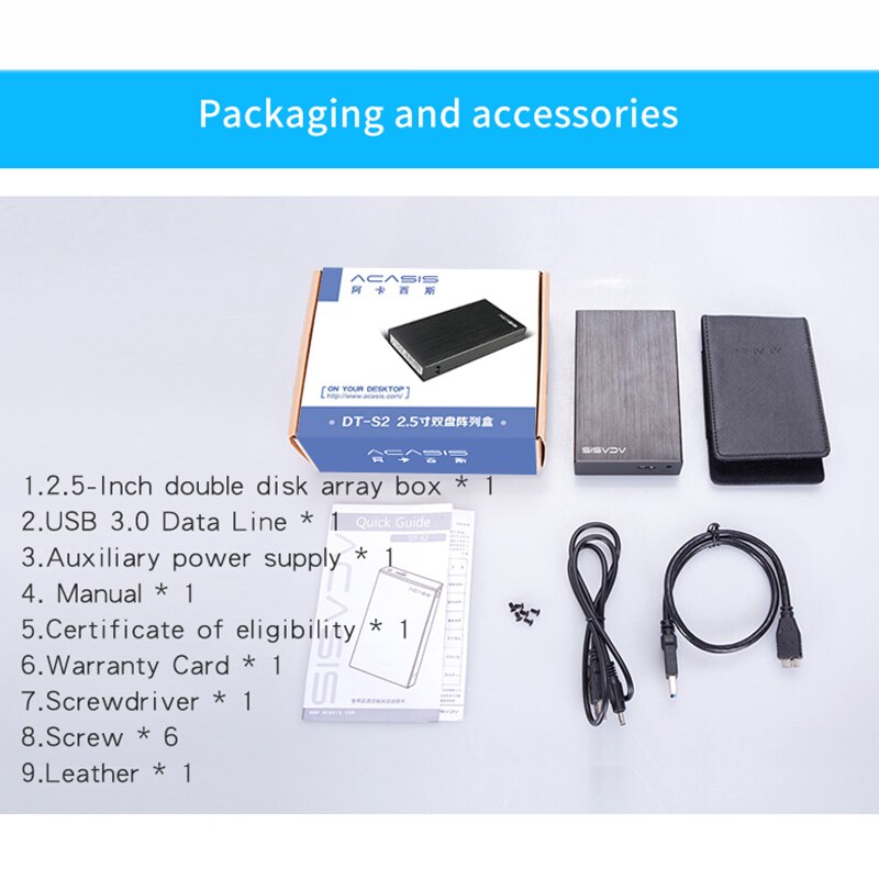 Boîtier de disque dur externe Hdd usb 3.0, 2.5 pouces, 5gbps, Sata, Station d&#39;accueil, Support Raid, 2 to