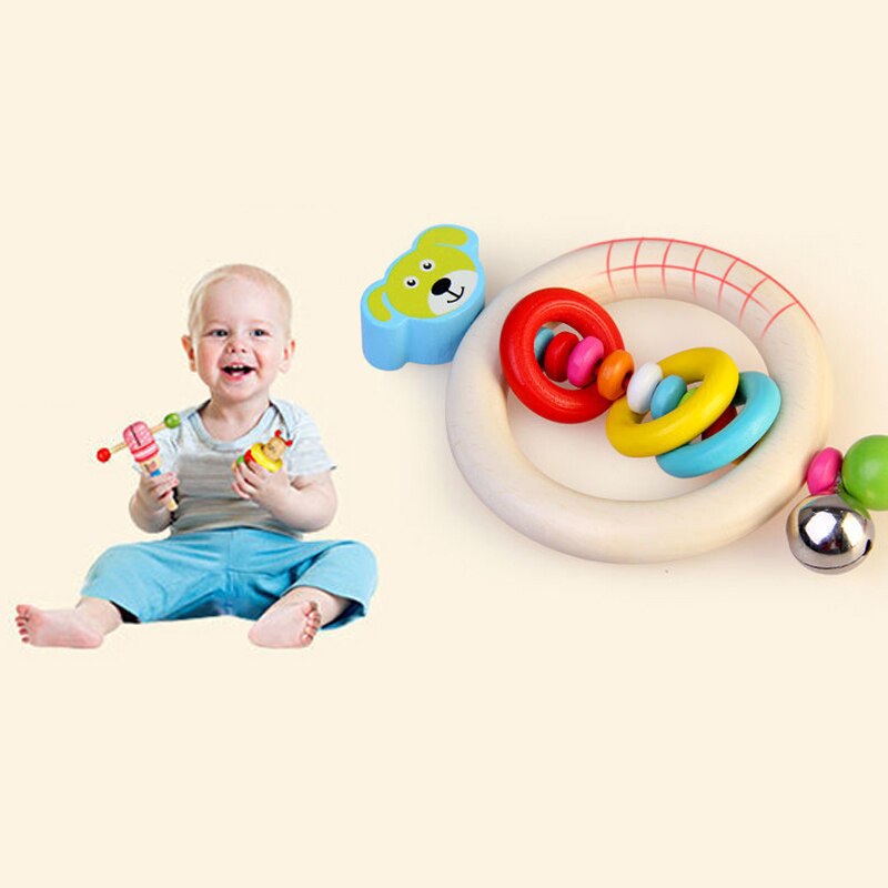 Wooden Baby Hammer Rattles Mobile Teething Infant Early Musical Educational Toys for Children Newborn Baby Toys 0-24 months