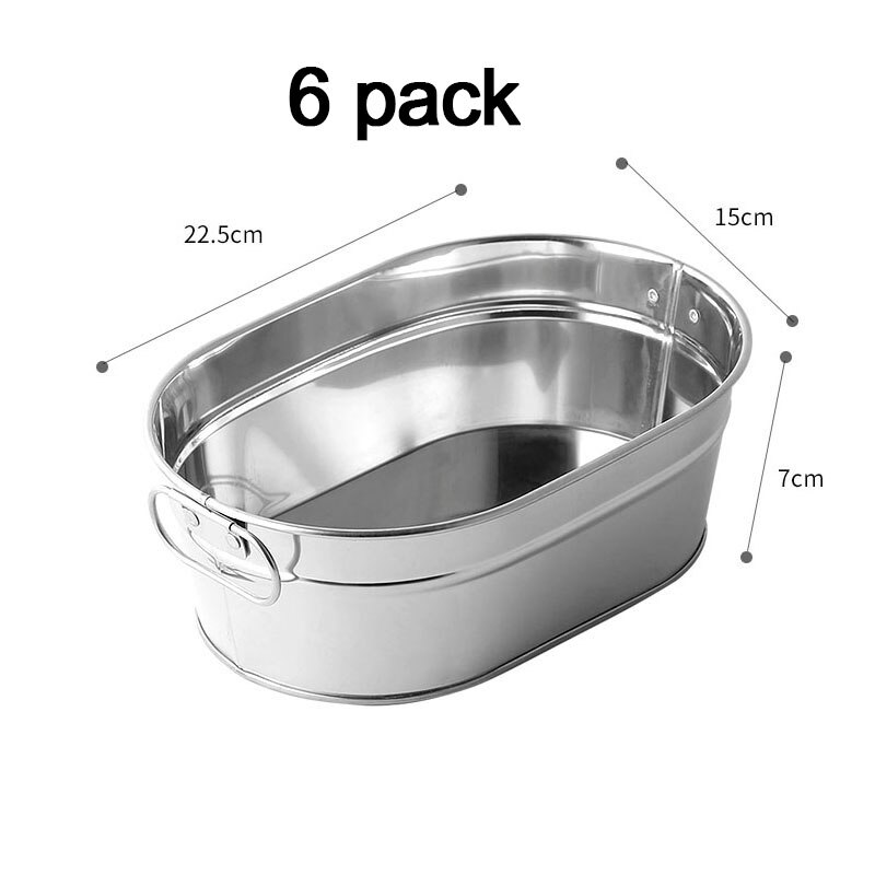 OSKYER roestvrij staal voedsel opslag emmers dikker metalen ovale food grade snack emmer frieten container snack emmer: 6pcs oval bucket