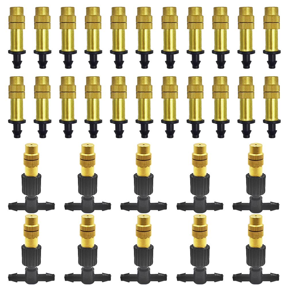 5M-30M Garden Brass Misting Cooling System Irrigation Watering 1/4'' Atomizer Nozzles 4/7mm Hose for Outdoor Greenhouse Pot