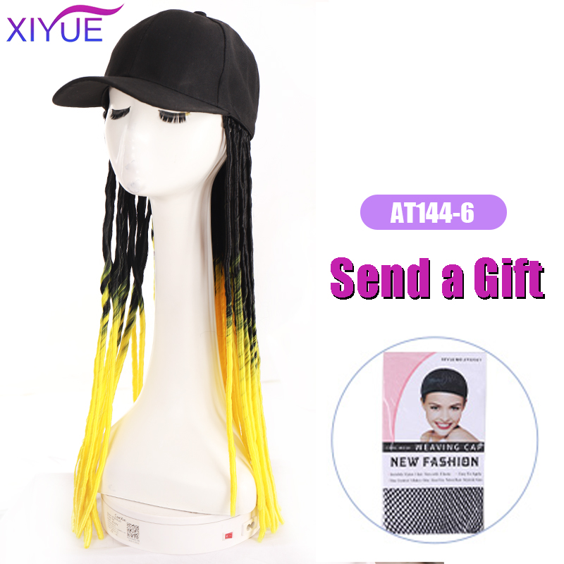 Long Synthetic Baseball Cap Hair Wig Natural Black Cap Hair Extensions Natural Wave Wigs Naturally Connect Hat Wig Adjustable: WT279