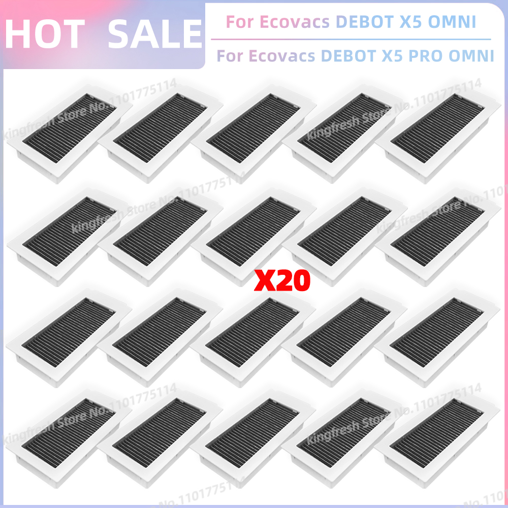 Compatible con piezas de repuesto para aspiradora robot Ecovacs Debot X5 OMNI / X5 PRO OMNI / X5 PRO - rodillo principal, cepillo lateral, filtro Hepa, paño de fregona, bolsa de polvo, accesorios: Castaño