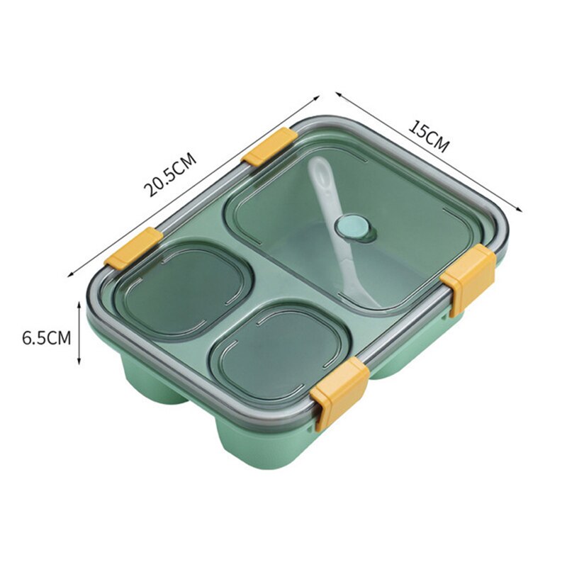 Lunchbox Bento Box Lunch Container Voedsel Opbergdoos Magnetron Draagbare Gezonde Picknick Voor Kinderen Volwassen Student Plastic 3 kleur: 3-Grid Green