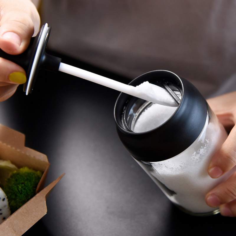 Kitchen Glass Transparent Seasoning Bottle Salt Spice Jar With Spoon Honey Moisture-Proof Jar