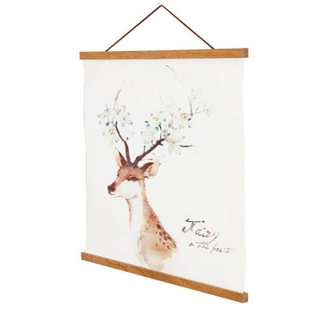 Magnet Teak Wood Pine Hanging Scrolls Wall Art Photo Frame Family Canvas Painting Posters Hanger Frame Hanging Painting Pole: Pine / 21cm
