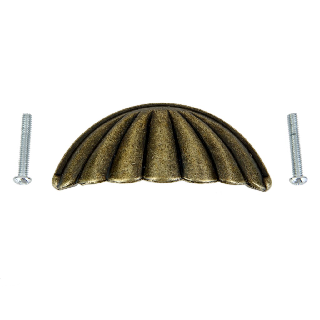 Antique Brass Shell Knob Cupboard Door Cabinet Drawer Furniture Pull Handle