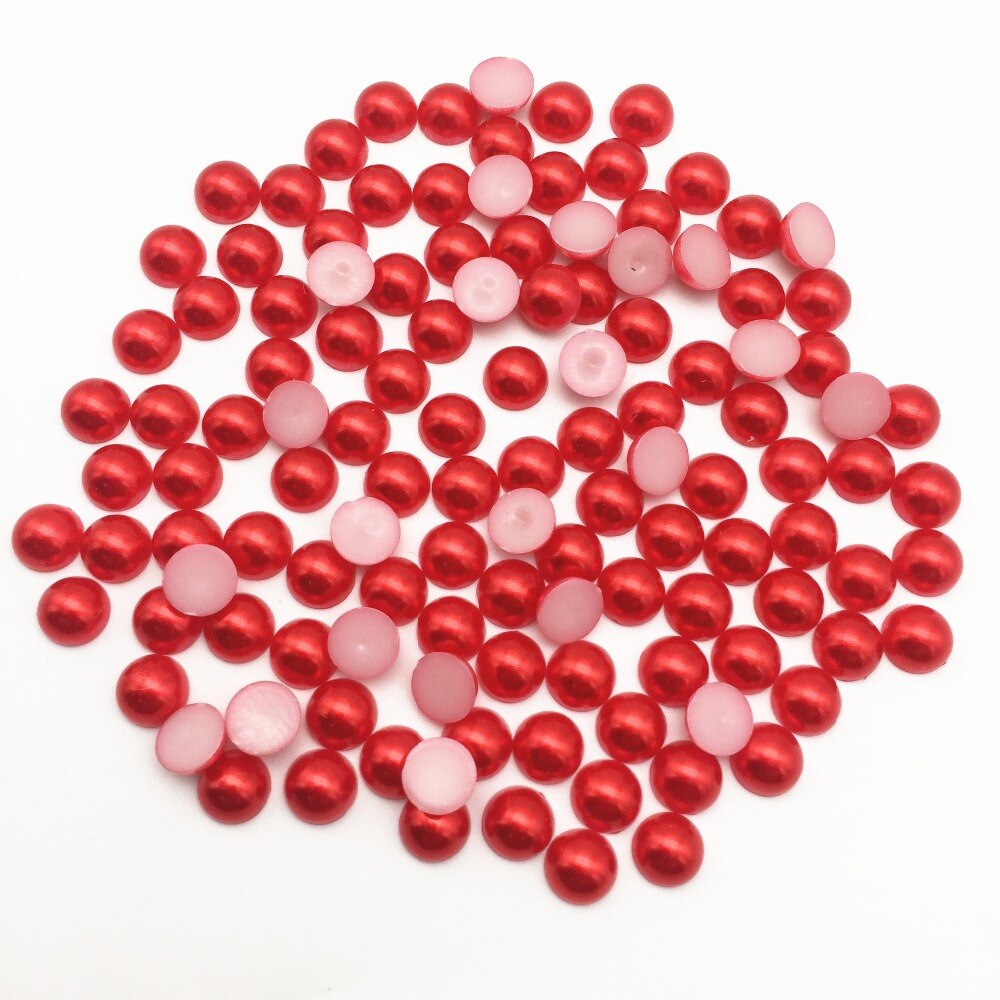200 pcs 8mm Natal Vermelho Verde Branco Half Round Pérolas Flatbacks Enfeites Telefone DIY Nail Decorações Artesanato Para Cardmaking