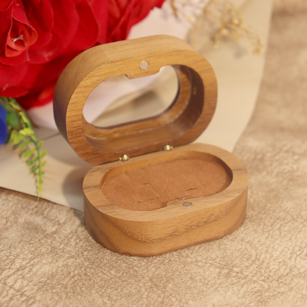 Caja de madera Retro para anillos de compromiso, caja de almacenamiento de joyería, caja para anillos de boda, Mini exhibición de anillos, soporte para anillos de pareja, boda: Plata