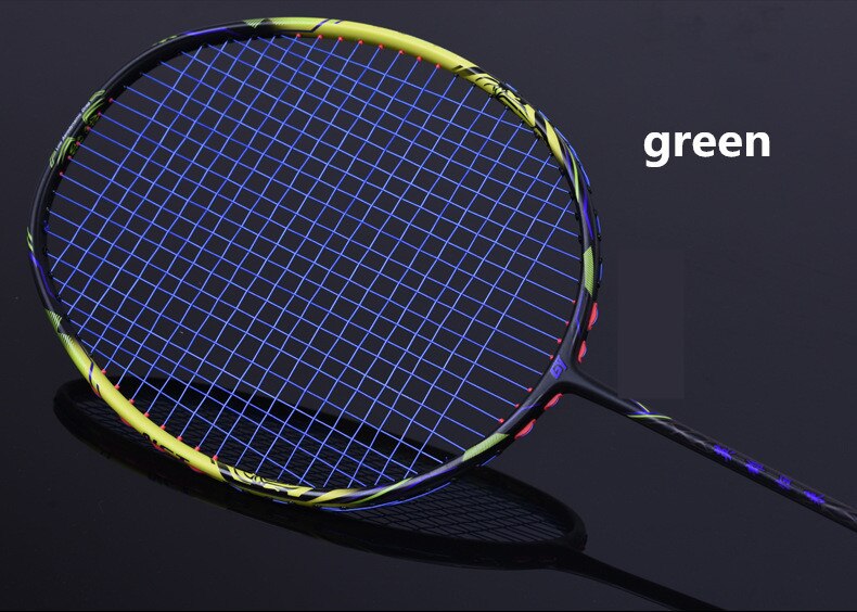 High Rigidity Badminton Racket Full Carbon 4U Defense Type Damping Amateur Entertainment Racquet Single Adult Racket Q1012CME: green