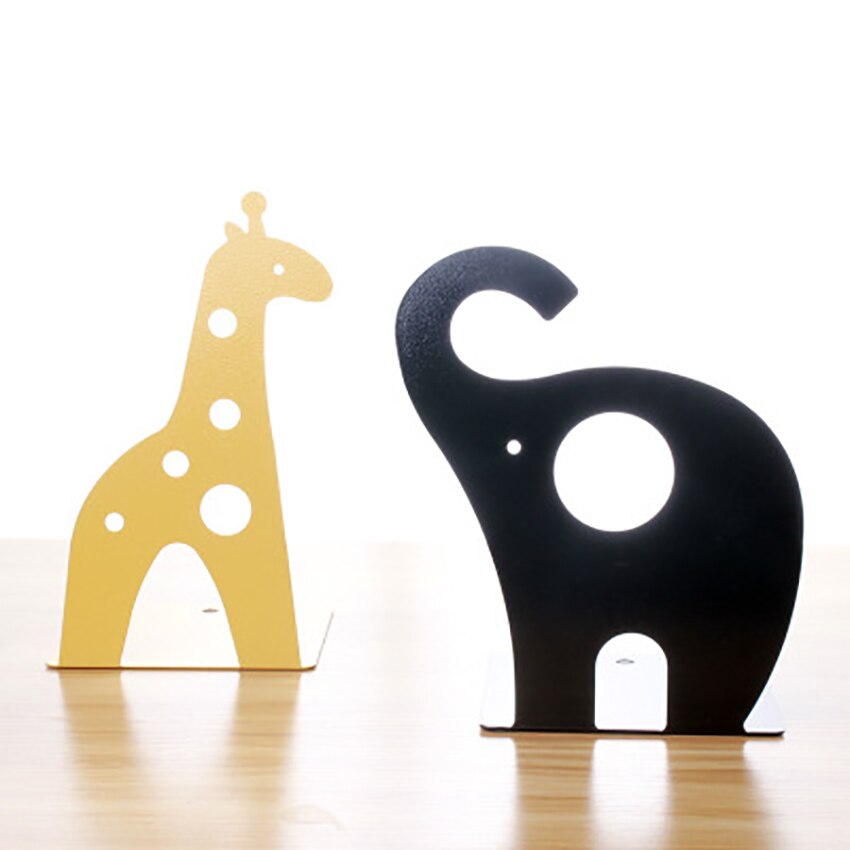 1 paio di animali giraffa Design fermalibri studenti metallo ferro supporti per libri cavi simpatici libri organizzatore titolare forniture scolastiche per ufficio