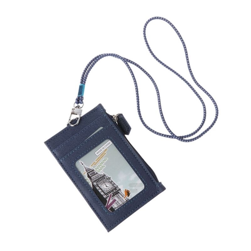 Vrouwen Visitekaarthouder Portemonnee Mannen Pu Lederen Id Kaarten Houders Case Neck Strap Lanyard Dames Mode Mini Slanke Portefeuilles: DB