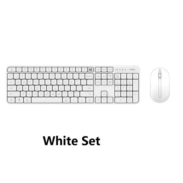 Teclado y ratón inalámbrico para oficina Xiaomi MIIIW, solo un control USB de 104 teclas, teclado inalámbrico Compatible con múltiples sistemas de 2,4 GHz: White Set