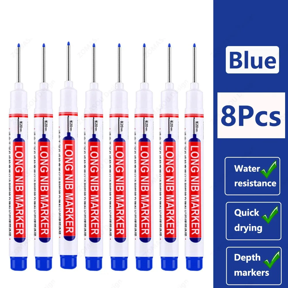 Long Tip Marking Pen 20mm High Visibility Ink, Fast-Drying Permanent with Ergonomic Grip for DIY Craft & All-Surface Woodworking: WHITE