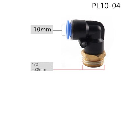 PL Pneumatic connector 4mm-12mm Hose OD 1/8" 1/4" 3/8" 1/2" Male Thread Pneumatic Tube Elbow Connector Tube Air Push In Fitting: PL10-04