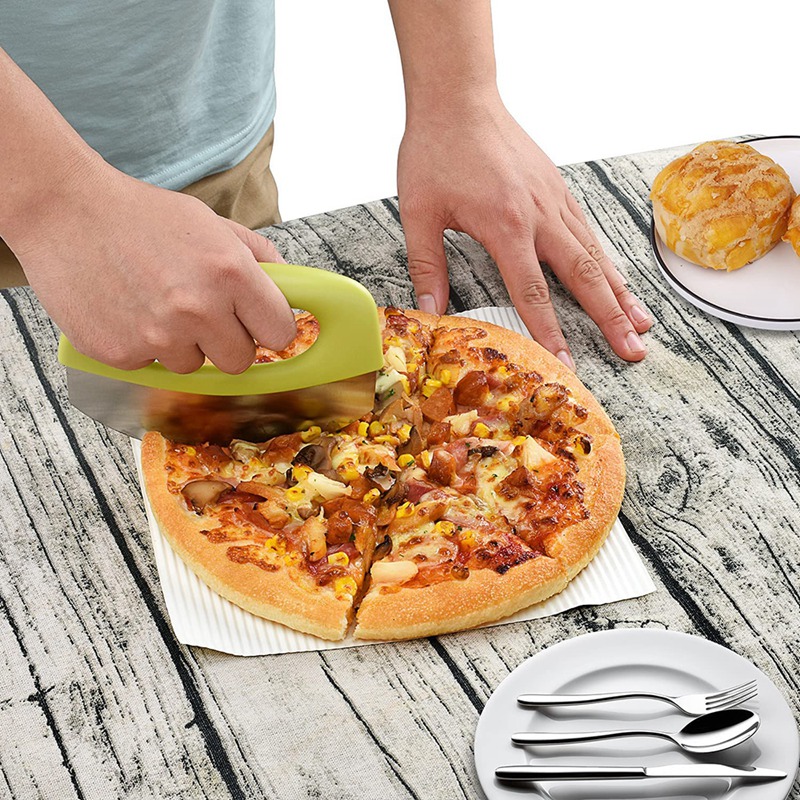 Pizza Cutter Food Chopper-Super Sharp Blade Stainless Steel Pizza Cutter Rocker Slicer With Protective Sheath