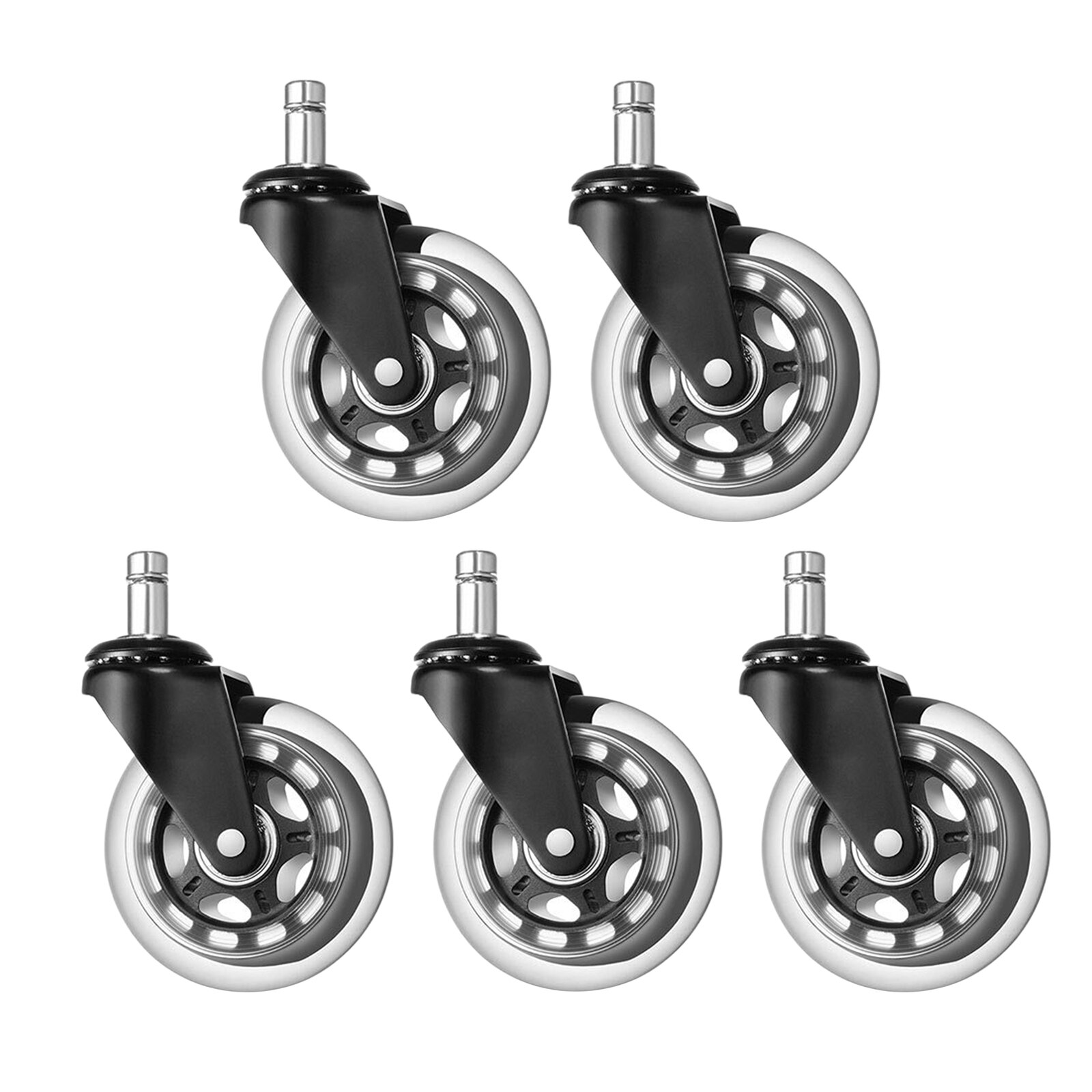 5Pcs Office Stoel Zachte Zwenkwielen 3Inch Universele Vervanging Rubber Caster Wielen Vloer Zachte Veilig Rollen Meubels Hardware