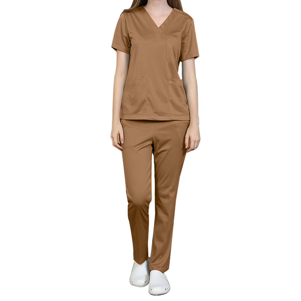 Scrubs Vrouwen Uniformen Gezondheid Service Werk Suits Stretch Spandex + Katoen Stof Scrub Kleding Spa Uniformen