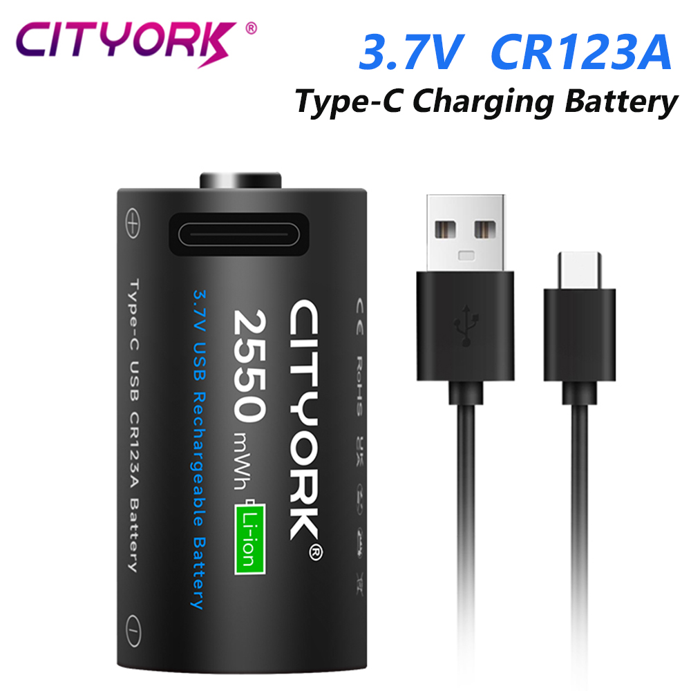 CITYORK 3,7 V CR123 CR123A Akku Typ-C USB Ladung 16340 16350 Lithium Li-Ion Batterien Für LED Taschenlampe zelle