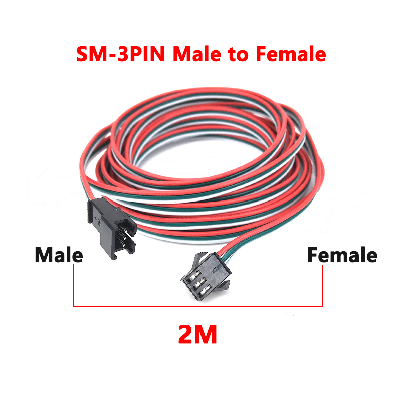 LED Strip JST SM 3P Male Female Connection Harness 1 to 2 3 4 Synchronized Wire 2.54mm Pitch 1M 2M 5M Extension Cable 3Pin AWG22: Ivory