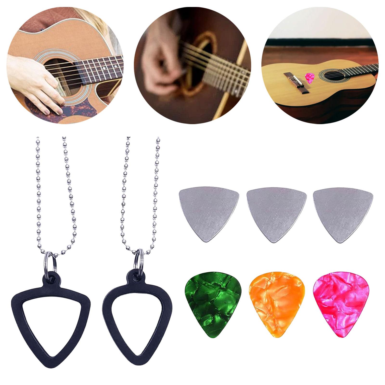 Porta plettri per chitarra Collana portaoggetti per plettri per chitarra portatile con 6 plettri per basso Regali per chitarra elettrica Musicisti Amanti della musica