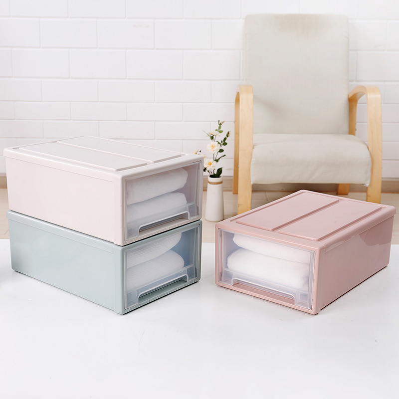 Große Kapazität Schublade Kleidung Lagerung Kasten Kunststoff Stapelbar Organizer transparent Schrank Decke Boxen Schrank Schrank Organizer