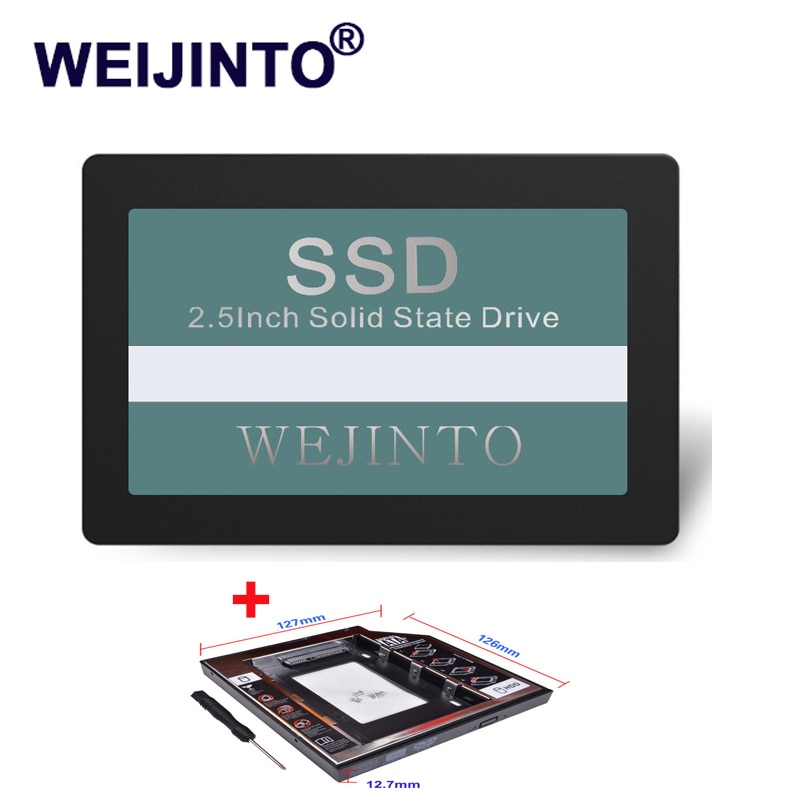 SSD 60GB 120G 240GB 128GB 256GB SATA3 2.5 inch Hard Disk Solid State Drive & 12.7mm SATA 3.0 2nd SSD Caddy for Laptop WEIJINTO