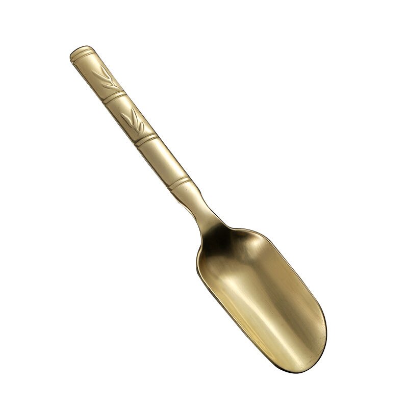 Brass Copper Dinnerware Set Spoon Tea Spoon Dessert Coffee Ice Cream Spoons Kitchen Accessories Bar Tools Bamboo