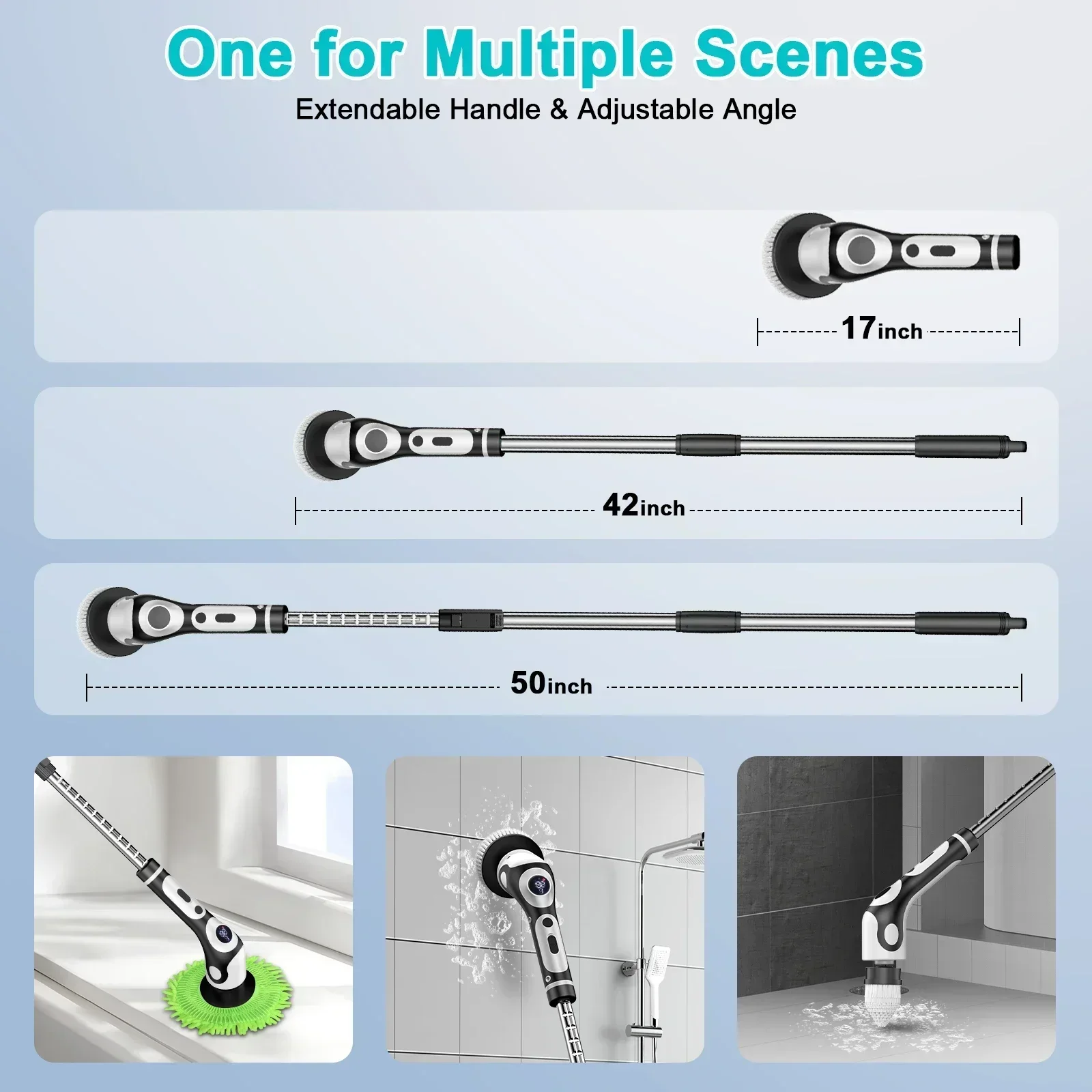 11 in 1 Electric Spin Scrubber Cordless Cleaning Brush with 9 Replaceable Brush Heads for Bathroom Shower Bathtub Glass Car