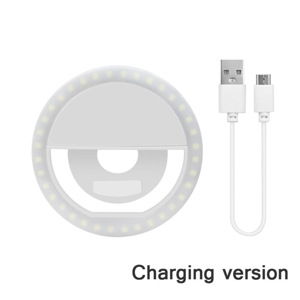 Mini Ring Light Phone Mounted USB Rechargeable with 36 LEDs 3000K-5000K Dimmable Selfie Enhancing Fill Light for Phones iPad: White