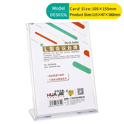 Supports d'étiquettes, cadre pour carte, pour bureau pour réunion, en forme de L, pour panneau Transparent, présentoir d'étiquettes de prix, fournitures de bureau, 5 pièces/lot: DE5033L 105x155mm