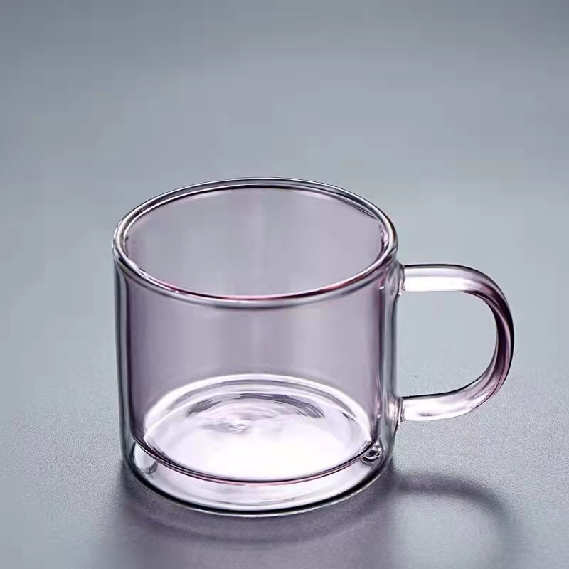 250ML tazza di vetro a doppia parete tazze di caffè ad alto borosilicato tè resistente al calore latte succo di limone tazza di acqua Bar bicchieri: Colore rosa