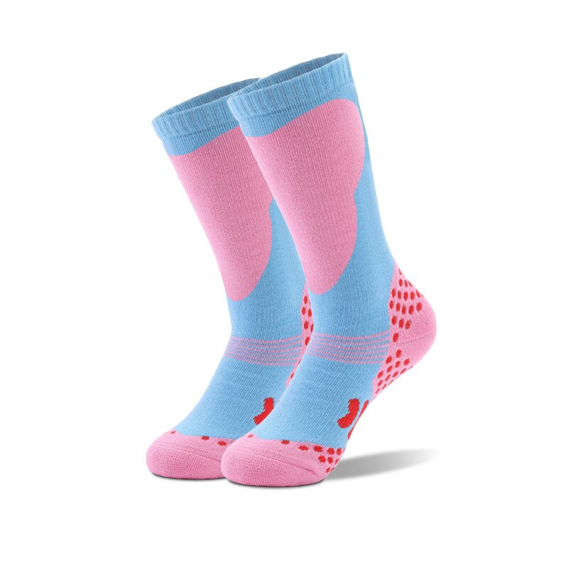 Winter Sports Snowboarding Skiing Socks Cotton Thick Cushion Knee High Warm Children thermal Ski Socks: sky blue pink / S(EU 30-34)