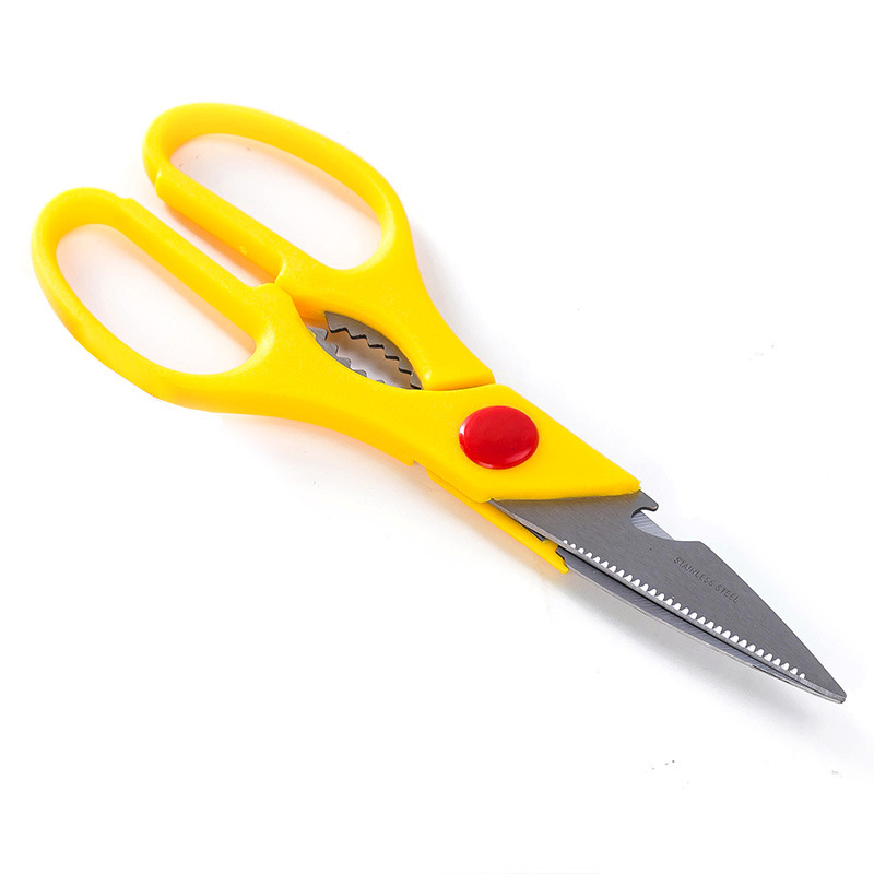 Tijeras de cocina multifunción, tijeras de hueso de pollo fuertes para el hogar, tijeras de hueso de acero inoxidable, corte afilado, pescado para matar peces: Naranja
