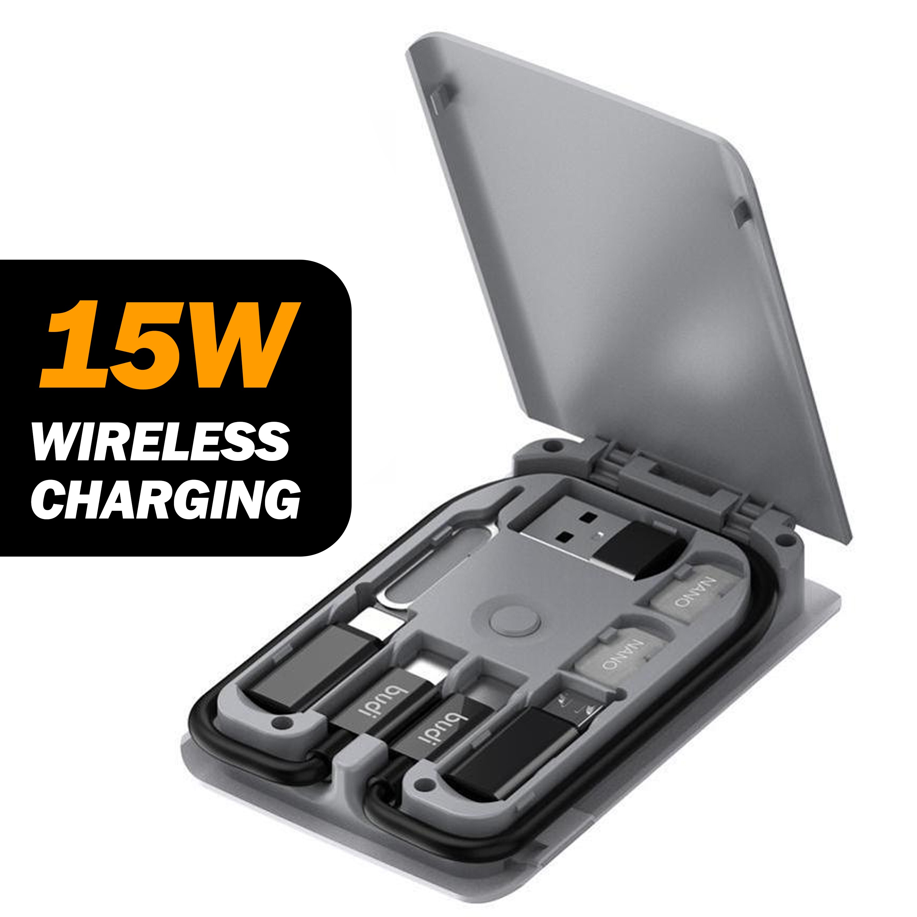 BUDI Official Multi-function Smart Adapter Card Storage Data Cable USB Box Card Reader Universal Wireless Charger