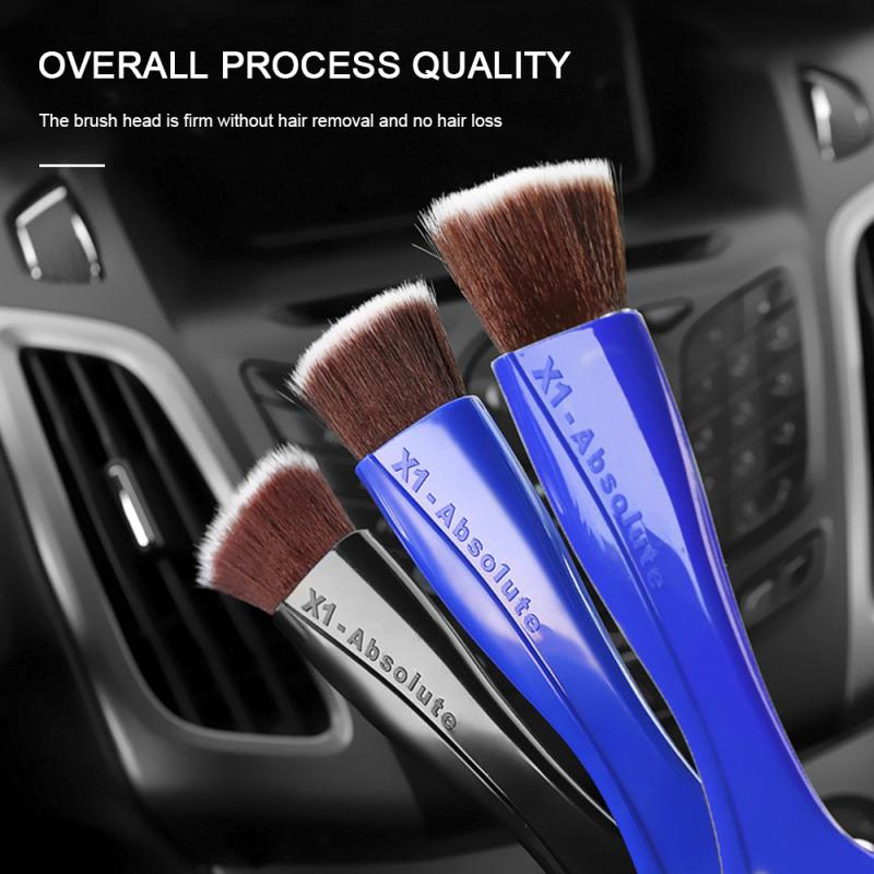 1 unidad de aire acondicionado para coche, cepillo de limpieza de salida de aire, cepillo de doble cabezal interior de cuero, tablero de tablero para asiento, herramienta de limpieza para coche